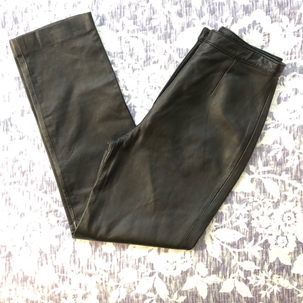 Chandler Hill black leather pants.